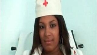 Lovely black nurse pleases herself - porn video