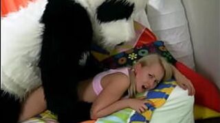 Blonde teenie getting a massive black toy - porn video