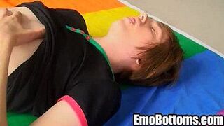 A hot punk twink is masturbating his big cock - porn video