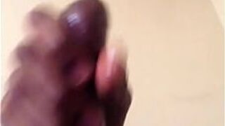 Stroking my black cock til it spit - porn video
