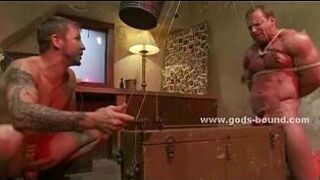 Old man gets his torso hit by a dominating man that and fucks him in the ass - porn video