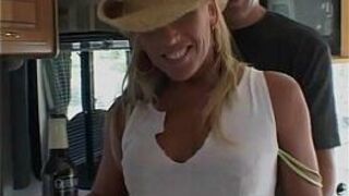 busty blonde babes first bangvan orgy - porn video