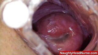 Speculum in a tight madam medic pussy - porn video