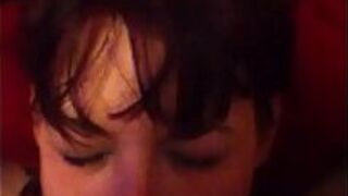 Skinny brunette sucks dick - porn video