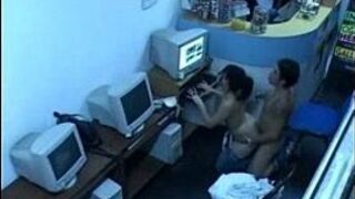 Fucked in an internet cafe in Madrid - porn video